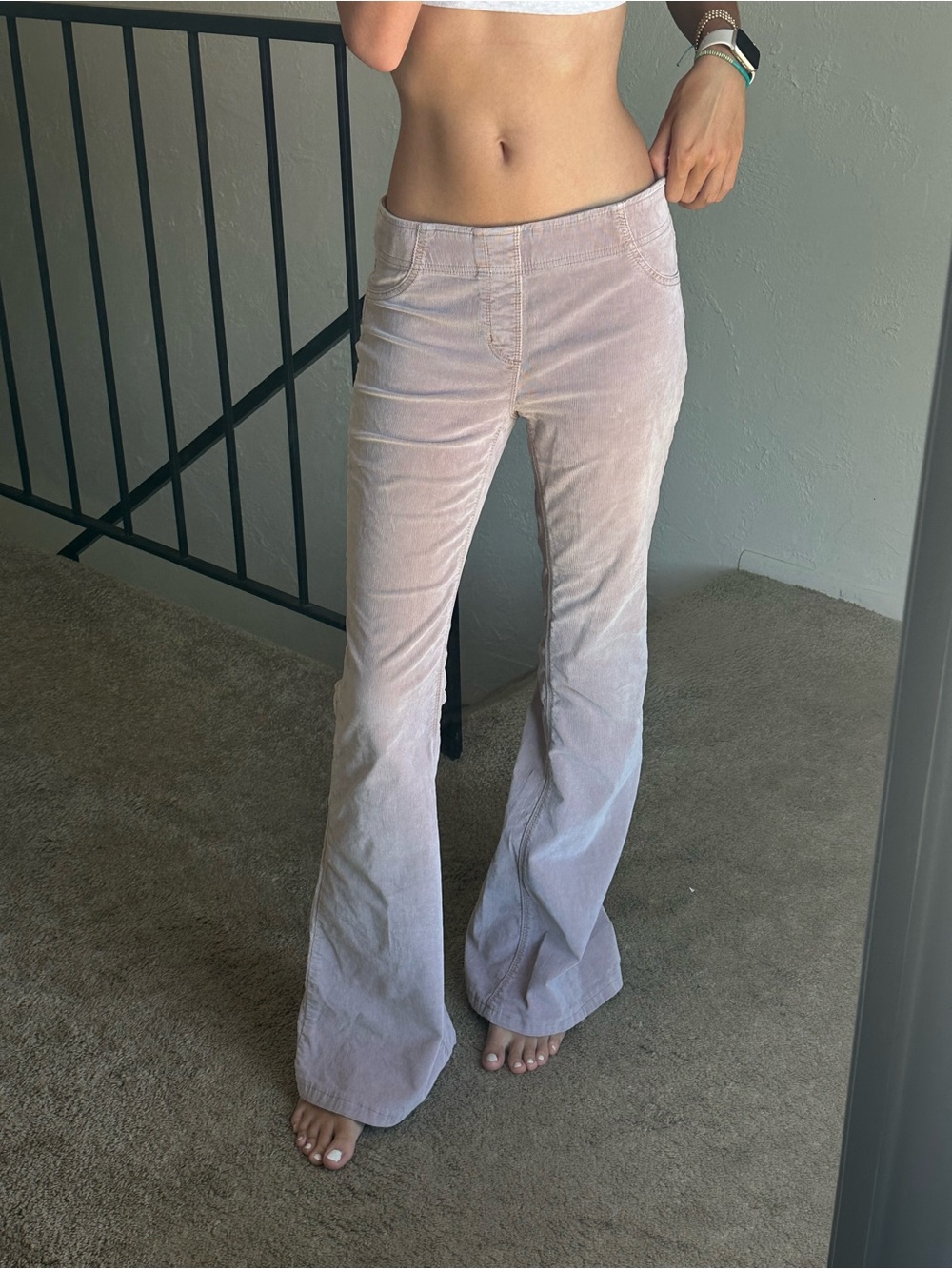 Free People Pale Pink Corduroy Flare Pants